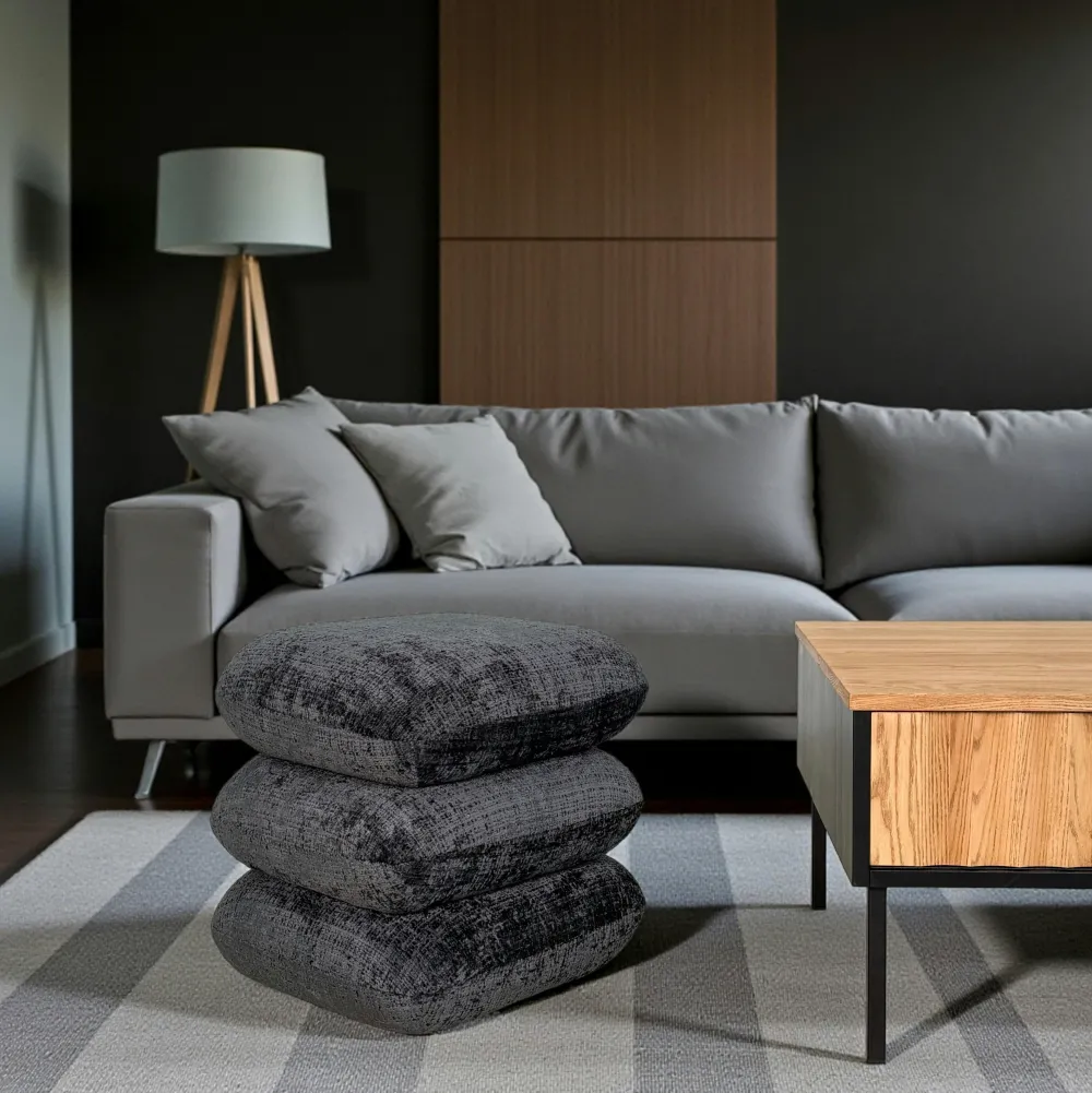 Meubles De Salon·Poufs|IENA Pouf pivotant vert effet coussins empilés