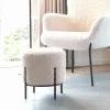 Meubles De Salon·Poufs|BRUGES Pouf rond blanc effet fourrure avec pieds en métal noir