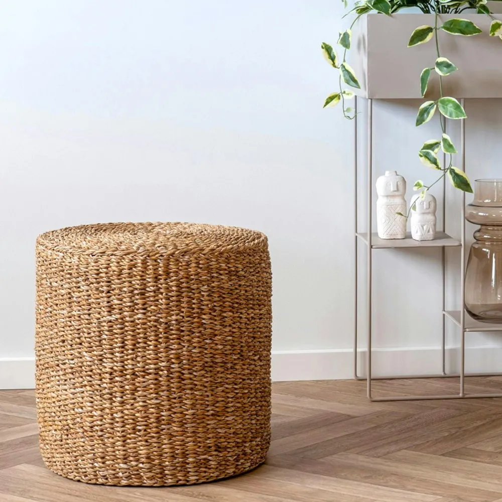 Meubles De Salon·Poufs|BRUGES Pouf rond en jonc de mer, style bohème