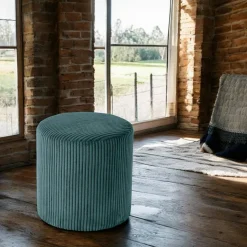 Meubles De Salon·Poufs|MALMOE Pouf rond velours côtelé blanc (lot de 2)
