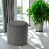 Meubles De Salon·Poufs|MALMOE Pouf rond velours côtelé gris (lot de 2)