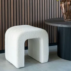 Meubles De Salon·Poufs|BRUGES Pouf tabouret design blanc, effet fourrure