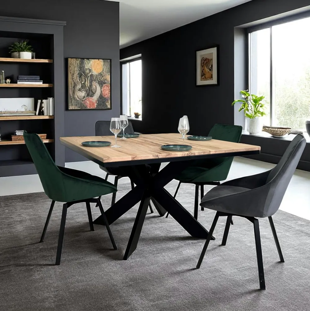 Rallonges De Tables À Manger|PALERME Rallonge pour table ronde/carrée extensible en chêne blanc 120 cm (40 cm)