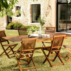 Salons De Jardin·Ensemble Repas|MACAO Salle à manger en teck massif pour extérieur table + 6 chaises