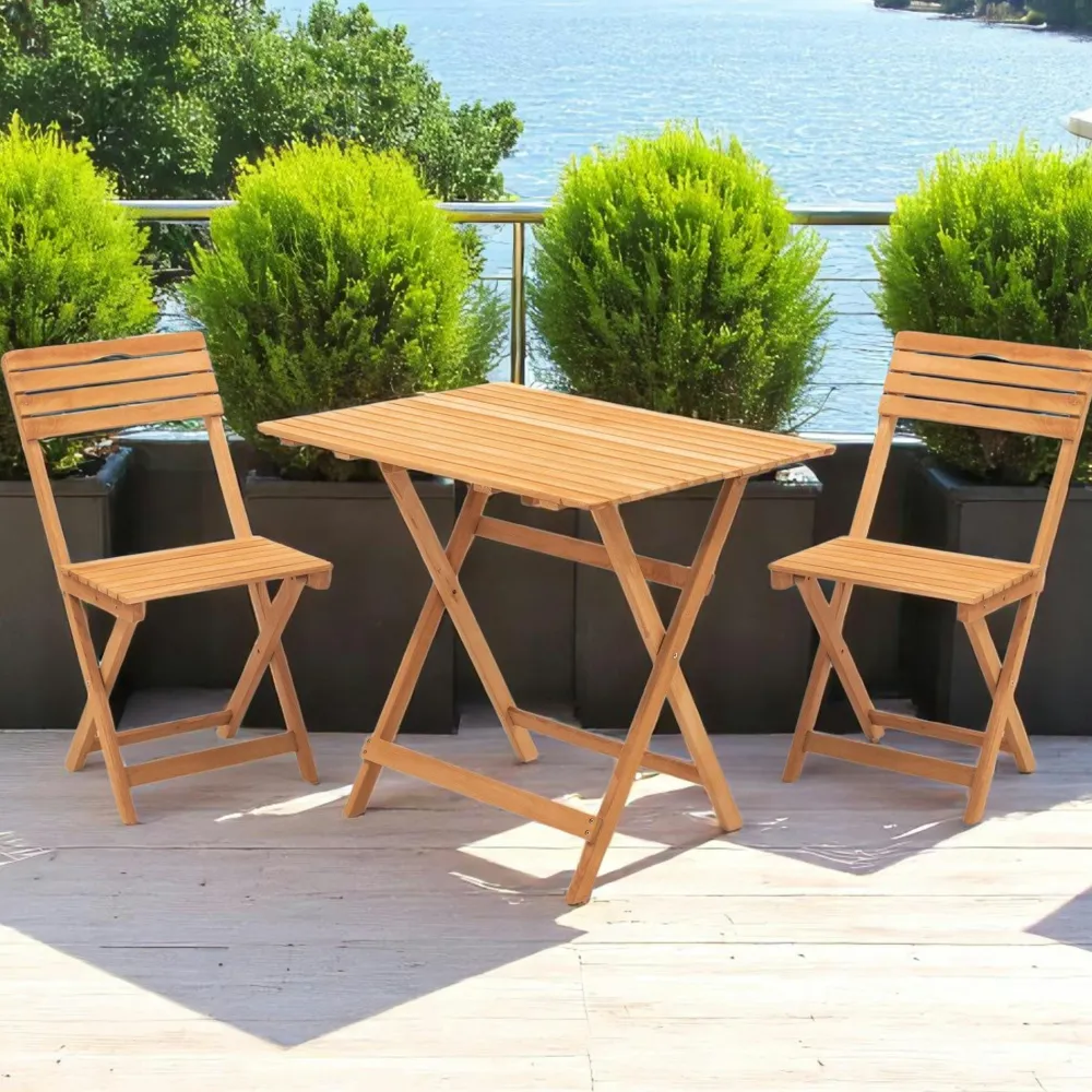 Salons De Jardin·Ensemble Repas|Tables De Jardin|SORA Salon de jardin 2 places - pliant, bois (3 pièces)