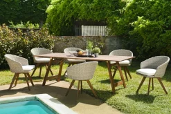 Salons De Jardin·Ensemble Repas|BAHIA Salon de jardin (1 table de jardin pliante acacia 220x90, 6 fauteuils de jardin)