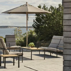 Salons De Jardin·Salons Détente|Meubles En Aluminium Brafab|STOCKHOLM Salon de jardin en aluminium noir et teck (4 pièces)