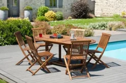 Salons De Jardin·Ensemble Repas|MACAO Salon de jardin en teck huilé Table ovale 120/180cm 6 chaises