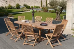 Salons De Jardin·Ensemble Repas|SUMMER Salon de jardin en Teck table ovale 200/300cm 8 chaises