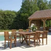 Salons De Jardin·Ensemble Repas|MACAO Salon de jardin teck huilé table pieds en croix 180/240 + 6 fauteuils