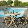 Salons De Jardin·Ensemble Repas|SUMMER Salon de Jardin Teck Table D80 + 2 chaises pliantes ref. 30020848