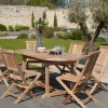 Salons De Jardin·Ensemble Repas|SUMMER Salon de jardin Teck table ovale 150/200cm 6 chaises