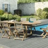 Salons De Jardin·Ensemble Repas|SUMMER Salon de Jardin Teck Table ovale extensible 180/240 + 6 chaises pliantes ref. 30020842
