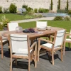 Salons De Jardin·Ensemble Repas|SUMMER Salon de jardin Teck textile table 180cm 6 fauteuils