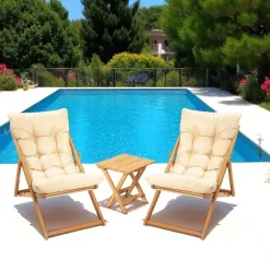 Salons De Jardin·Salons Détente|Transats / Bains De Soleil|SORA Salon jardin détente 2 places taupe - bois et toile