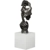 Objets Décoration·Figurines / Statues| Sculpture "En Secreto" visage et main gris sur socle H57cm