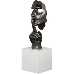 Objets Décoration·Figurines / Statues| Sculpture "En Secreto" visage et main gris sur socle H57cm