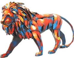 Objets Décoration·Figurines / Statues| Sculpture moderne en métal peint lion