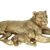 Objets Décoration·Figurines / Statues| Sculpture moderne lionne et lionceau couleur dorée