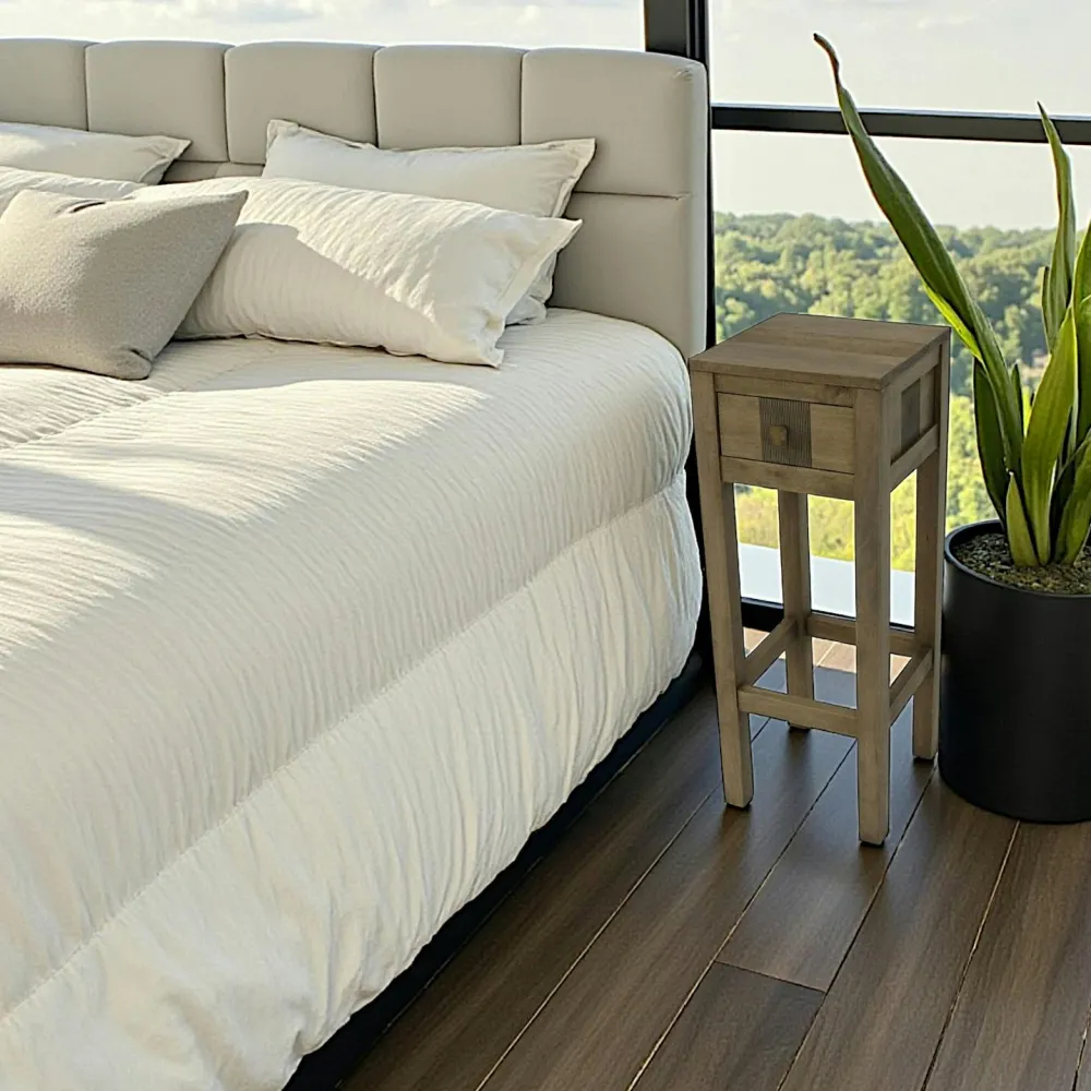 Sellettes En Métal|Gala Sellette 1 tiroir exotique hévéa 30x30x81cm