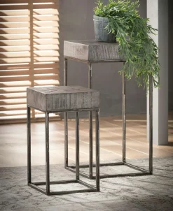 Sellettes En Métal|Lucknow Sellette bois de manguier gris 70 cm