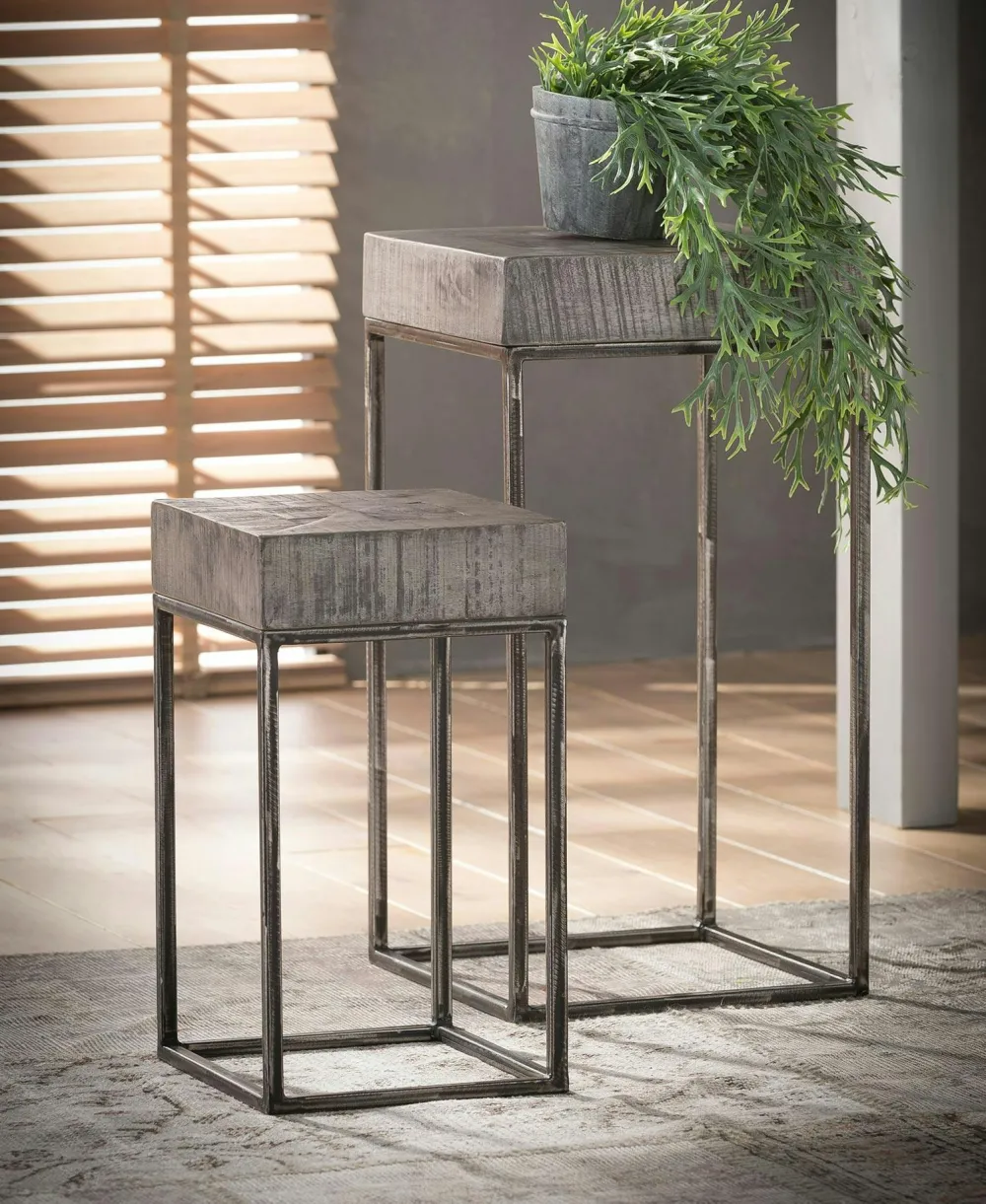 Sellettes En Métal|Lucknow Sellette bois de manguier gris 70 cm