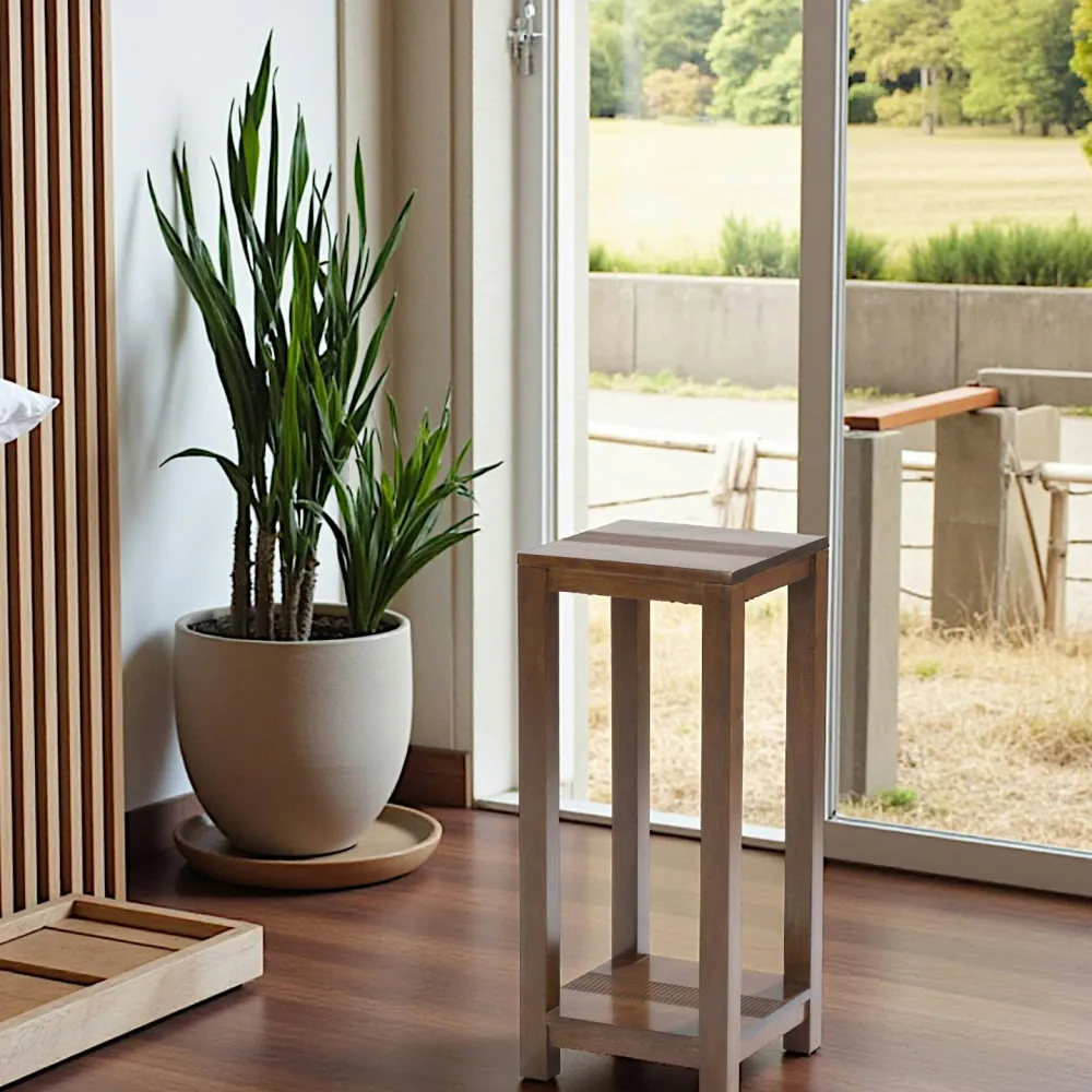 Sellettes En Métal|Gala Sellette bois hévéa double plateau 30x30x70cm