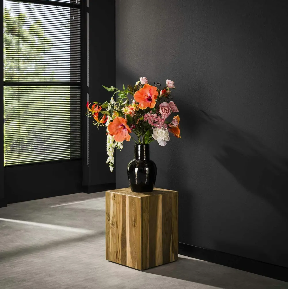 Sellettes En Métal| Sellette en bois de teck recyclé forme carrée 85 cm