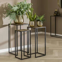 Sellettes En Métal|Tables D'Appoint En Métal|NOVA Sellettes noir et or (lot de 3)