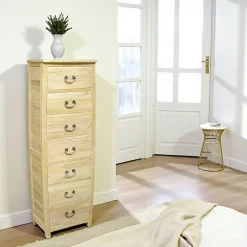 Meubles De Rangement·Semainiers|Tradition Semainier galbé bois exotique 141cm