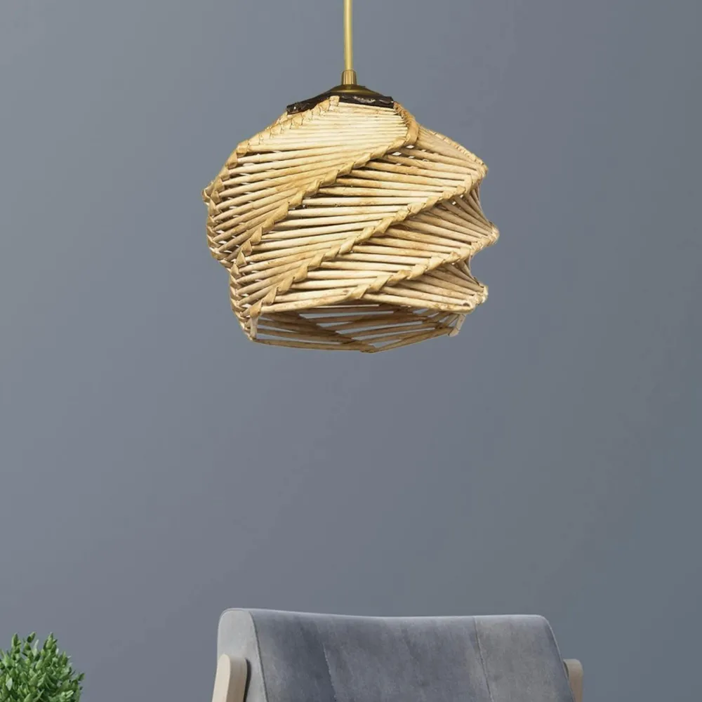 Suspensions / Lustres|ZURICH Suspension blanche - double abat-jour avec tressage