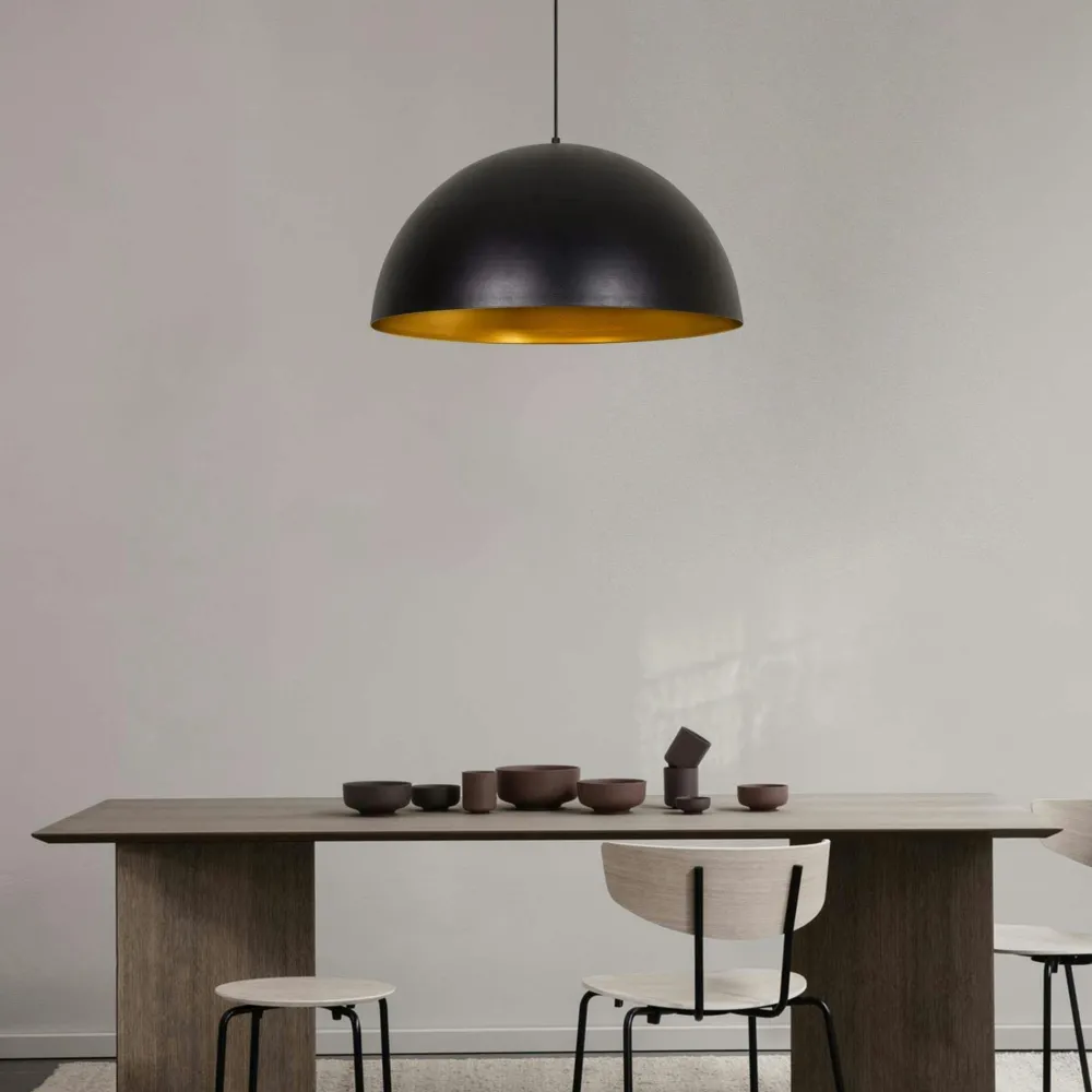 Suspensions / Lustres|SILE Suspension de table blanche dôme intérieur doré Ø50 cm