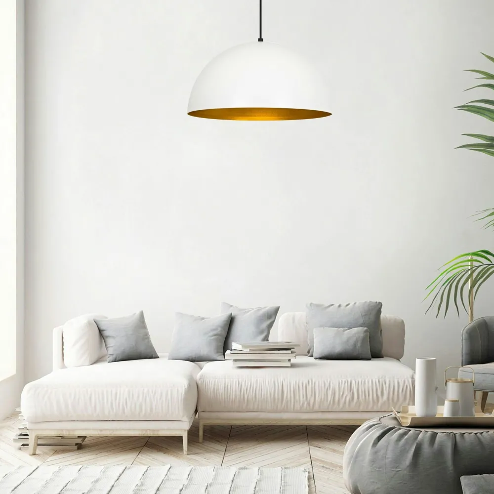 Suspensions / Lustres|SILE Suspension de table noire dôme intérieur doré Ø50 cm