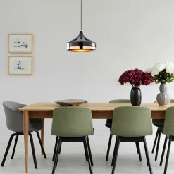 Suspensions / Lustres|SILE Suspension de table noire & cuivre, 3 abat-jour évasés