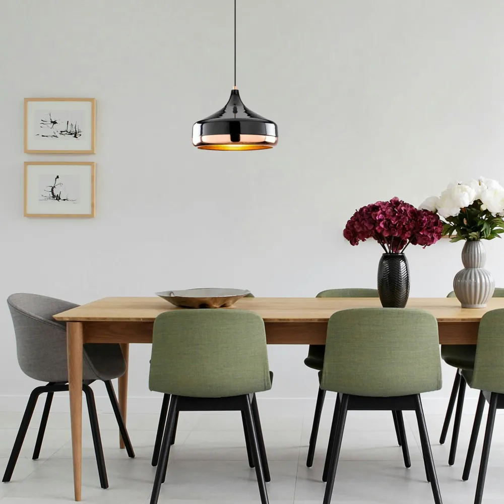 Suspensions / Lustres|SILE Suspension de table noire & cuivre, 3 abat-jour évasés