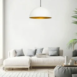 Suspensions / Lustres|SILE Suspension de table noire dôme intérieur doré Ø60 cm