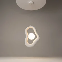 Suspensions / Lustres|LULING Suspension design blanche texturée – globe central 