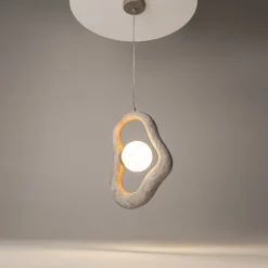 Suspensions / Lustres|LULING Suspension design blanche texturée – globe central 