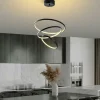 Suspensions / Lustres|VIESTE Suspension design LED – noire, 3 anneaux spirale