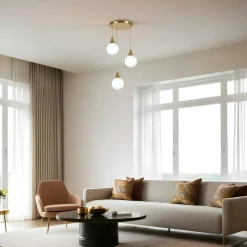 Suspensions / Lustres|SINOP Suspension design métal doré filaire forme fleur