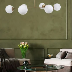 Suspensions / Lustres|SIERRE Suspension design noire 6 globes verre dépoli