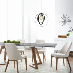 Suspensions / Lustres|SILE Suspension design noire filaire, anneaux entrelacés