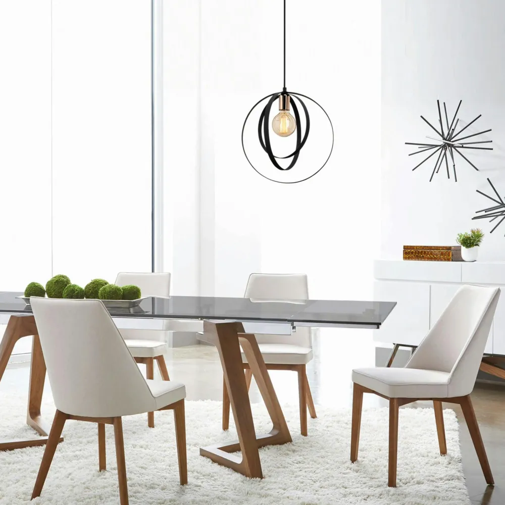 Suspensions / Lustres|SILE Suspension design noire filaire, anneaux entrelacés