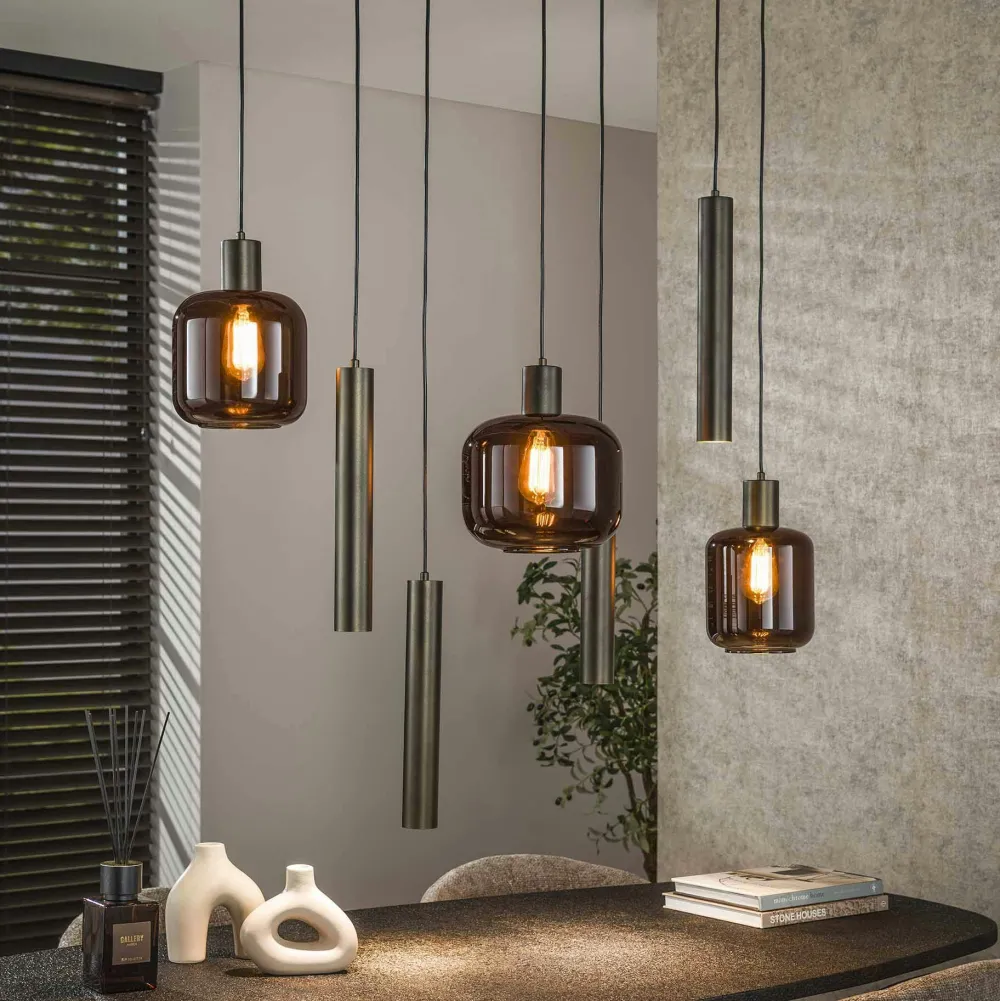 Suspensions / Lustres|SINOP Suspension design noire filaire fleur stylisée