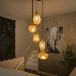 Suspensions / Lustres|NOVA Suspension en verre ambré 7 lampes