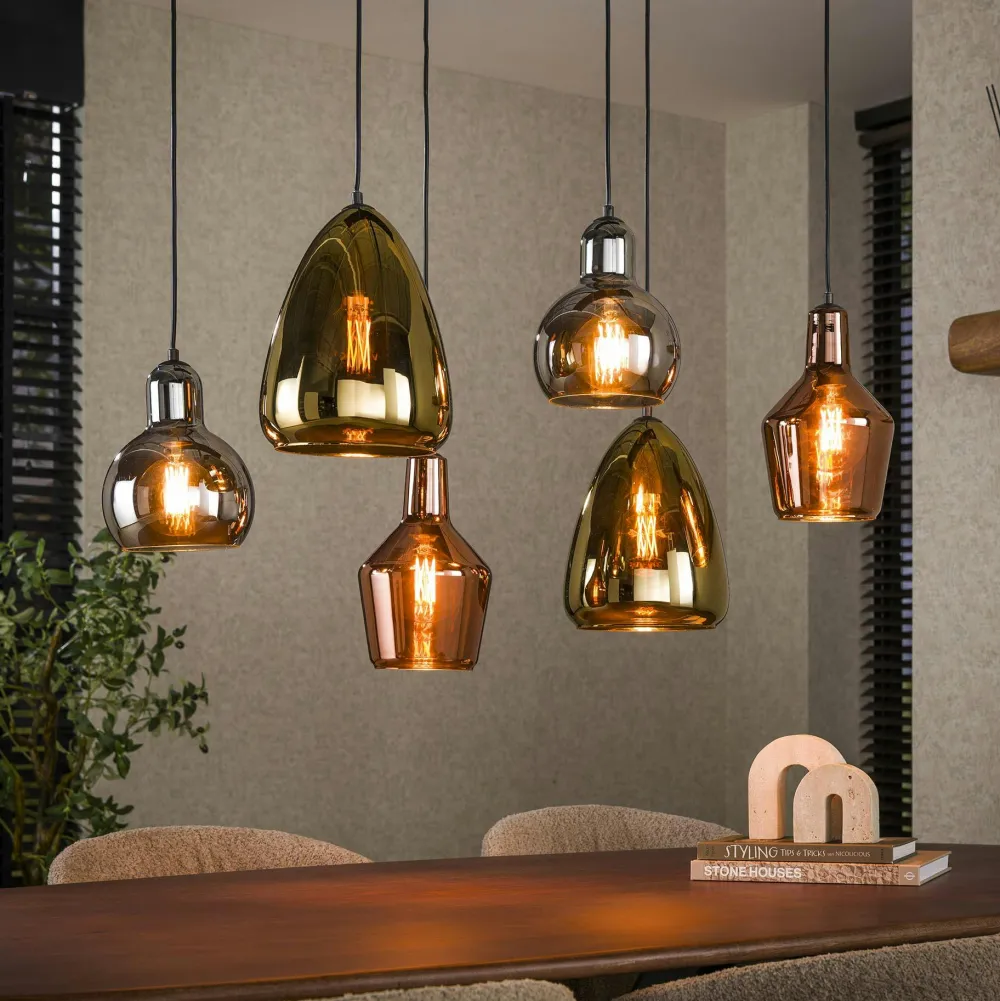 Suspensions / Lustres|NOVA Suspension en verre coloré 6 lampes