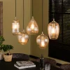 Univers Déco·Vintage|Suspensions / Lustres|NOVA Suspension en verre travaillé 5 lampes