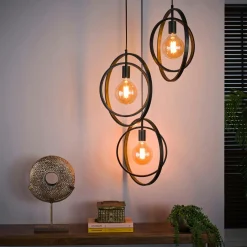 Suspensions / Lustres|TRIBECA Suspension industrielle 3 lampes anneaux croisés