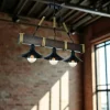Suspensions / Lustres|CAMOGLI Suspension industrielle bois brun – 3 lampes
