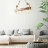 Suspensions / Lustres|CAMOGLI Suspension industrielle bois & corde - 5 ampoules
